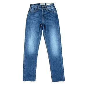EVERLANE The Curvy Cheeky Jean Classic Blue Denim Raw Hem Women's Size 23 NWT